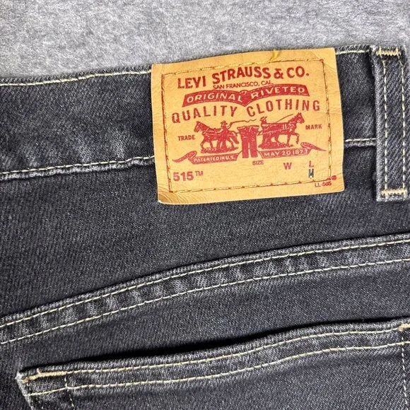 Vintage Levis Jeans Womens 12 Black 515 M Mis Boot Cut Low Rise Stretch Faded - Picture 7 of 11